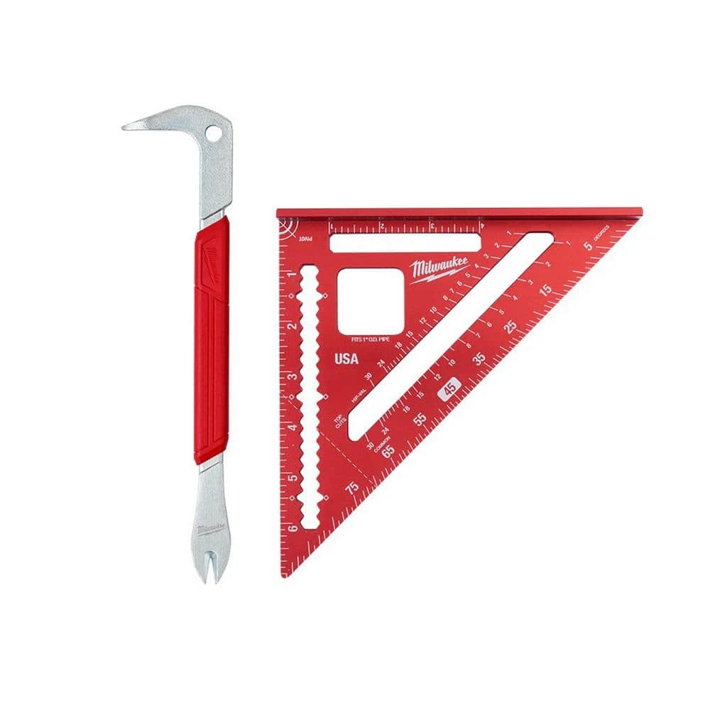 Milwaukee 12 in. Nail Puller with Dimpler and 7 in. Rafter Square 1 Milwaukee 12 in. Nail Puller with Dimpler and 7 in. Rafter Square