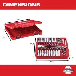 Milwaukee Combination Metric Wrench Mechanics Set with 1/2 in. Drive SAE/Metric Ratchet and Socket Mechanics Set (62-Piece) -Hand Tools Sales Store milwaukee wrench sets 48 22 9515 48 22 9010 77 1000