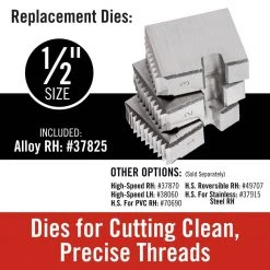 RIDGID 1/2 in. 00-R Manual Ratchet NPT Pipe Threading Right Hand Die Head + Alloy Dies (1 Die Head + 4 Dies) -Hand Tools Sales Store ridgid dies 36890r 1f 1000