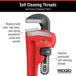RIDGID 10 in. Straight Pipe Wrench for Heavy-Duty Plumbing, Sturdy Plumbing Pipe Tool with Self Cleaning Threads and Hook Jaws -Hand Tools Sales Store ridgid pipe wrenches 31010 66 1000