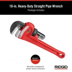 RIDGID 10 in. Straight Pipe Wrench for Heavy-Duty Plumbing, Sturdy Plumbing Pipe Tool with Self Cleaning Threads and Hook Jaws -Hand Tools Sales Store ridgid pipe wrenches 31010 77 1000