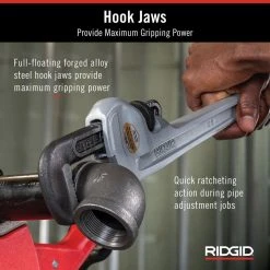 RIDGID 18 in. Aluminum Straight Pipe Wrench for Plumbing, Sturdy Plumbing Pipe Tool with Self Cleaning Threads and Hook Jaws -Hand Tools Sales Store ridgid pipe wrenches 31100 1d 1000