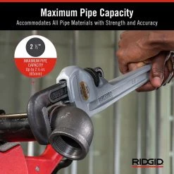 RIDGID 18 in. Aluminum Straight Pipe Wrench for Plumbing, Sturdy Plumbing Pipe Tool with Self Cleaning Threads and Hook Jaws -Hand Tools Sales Store ridgid pipe wrenches 31100 40 1000