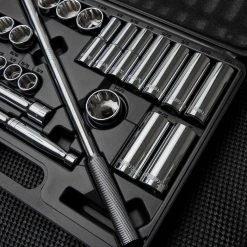 Stanley 1/2 in. Drive SAE Ratchet and Socket Set (26-Piece) -Hand Tools Sales Store stanley ratchet socket sets 85 434 a0 1000